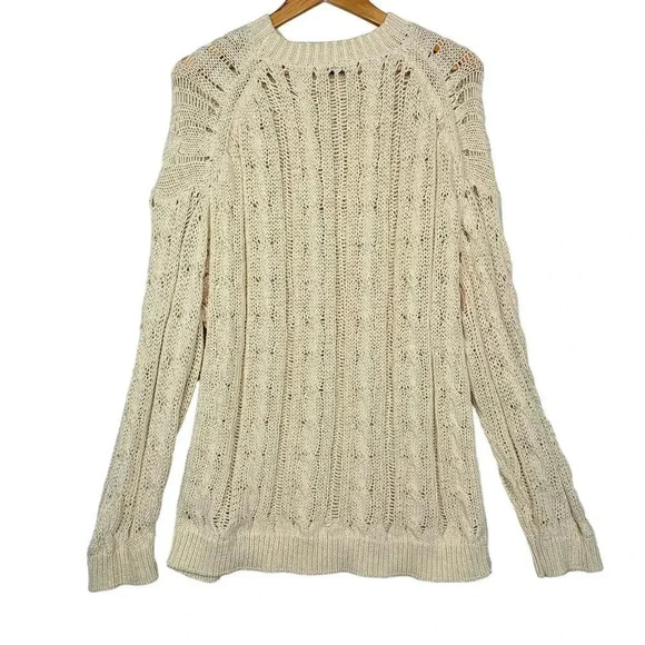 NWOT ZARA Retro Cozy Fall Loose Rib Cream Knit Pullover Sweater Size XL - Picture 2 of 5
